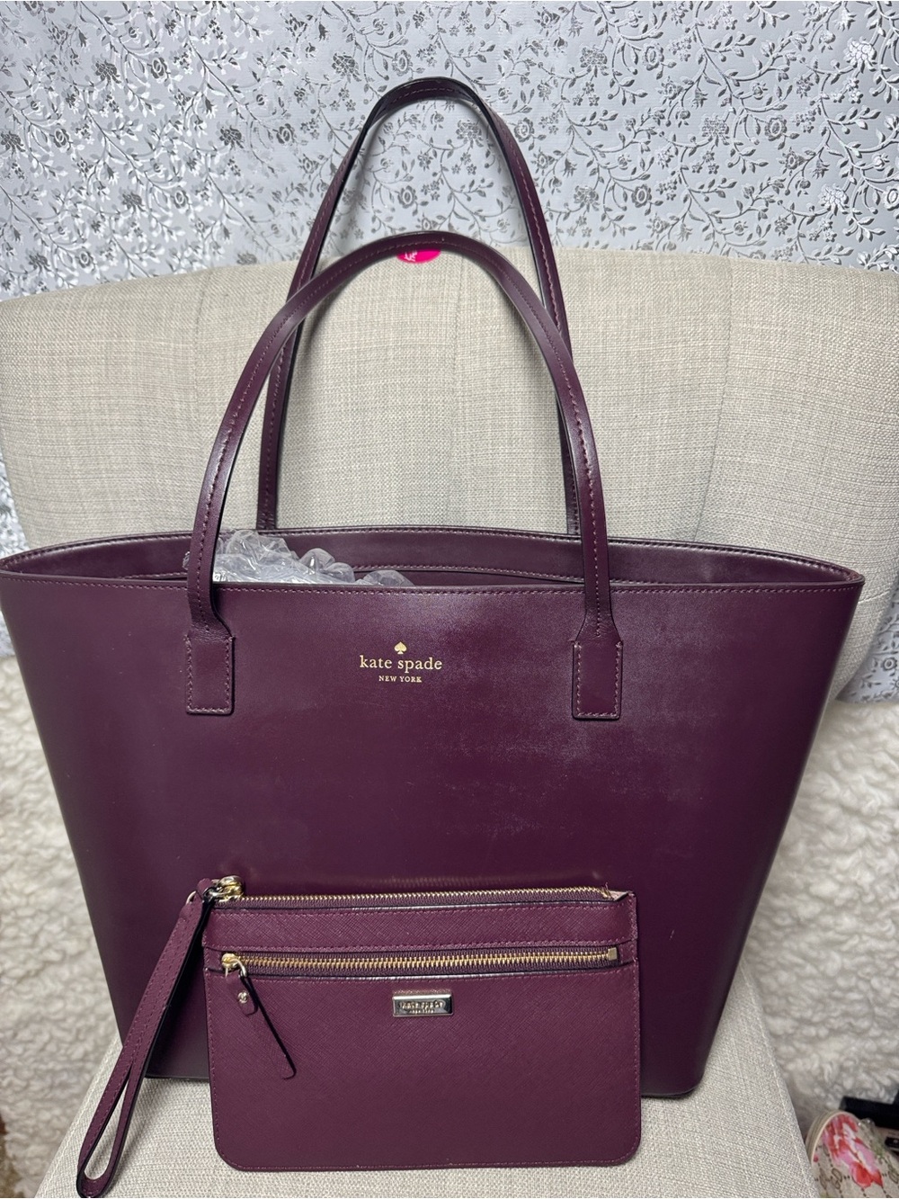 kate spade Plum Leather Tote in Deep Plum - Picture 6 of 6